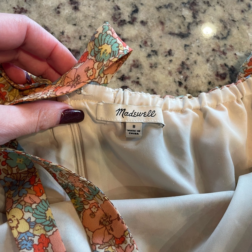 Women’s Madewell, silk floral print off shoulder dress size 8 - Picture 8 of 12